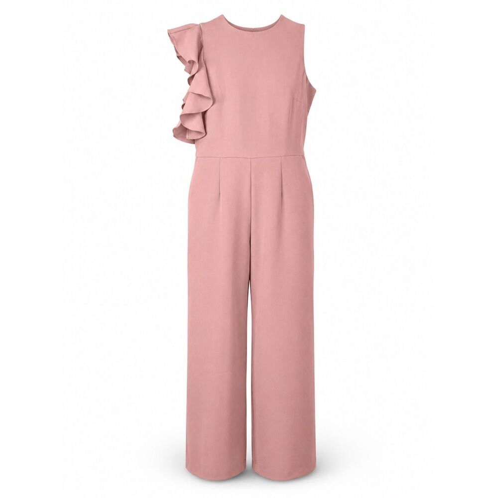 Julia Jordan Blush Pink Ruffle Jumpsuit Size 14 NWT Wedding Guest Formal